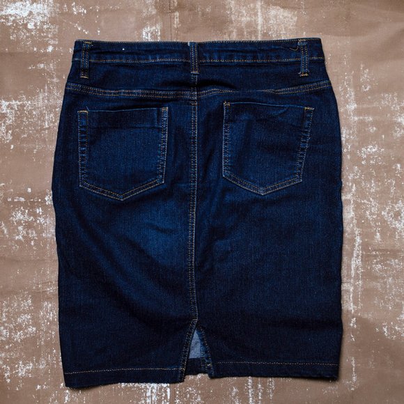 Lexi Jeans Stretch Denim Knee Length Skirt - Picture 3 of 3